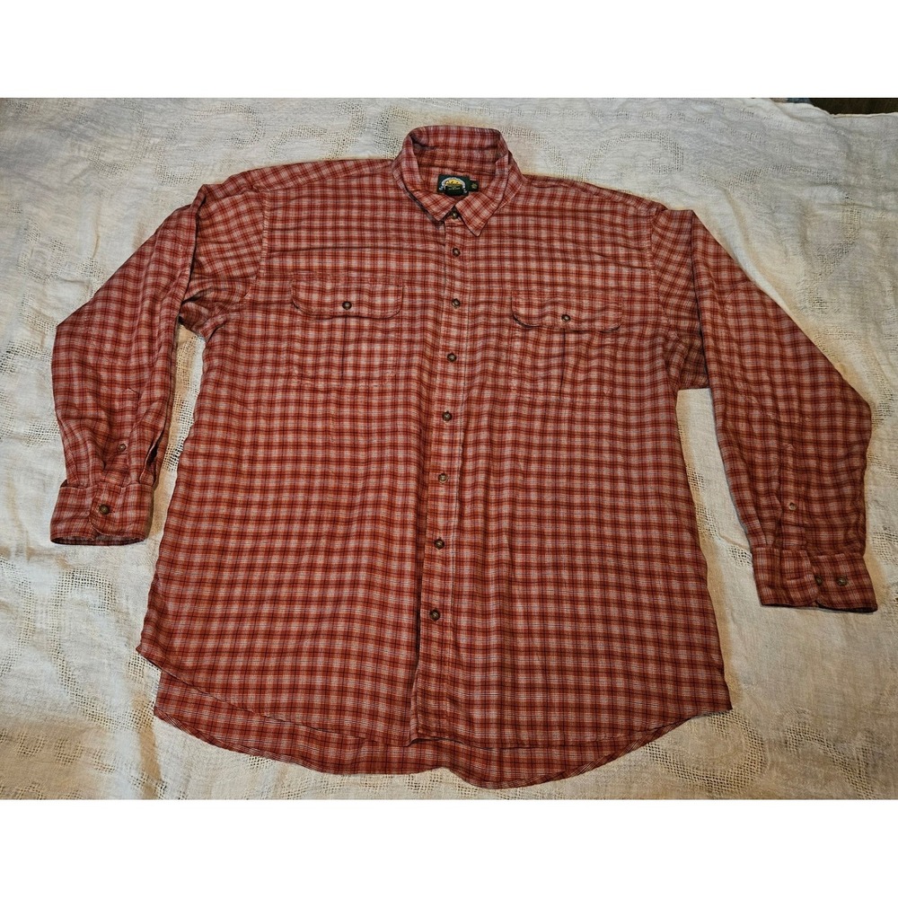 Cabelas Outdoor Gear Mens 3XL Tall Plaid Button Down Shirt Red Orange L/S